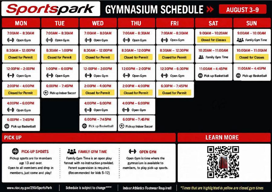 Gymnasium Schedule